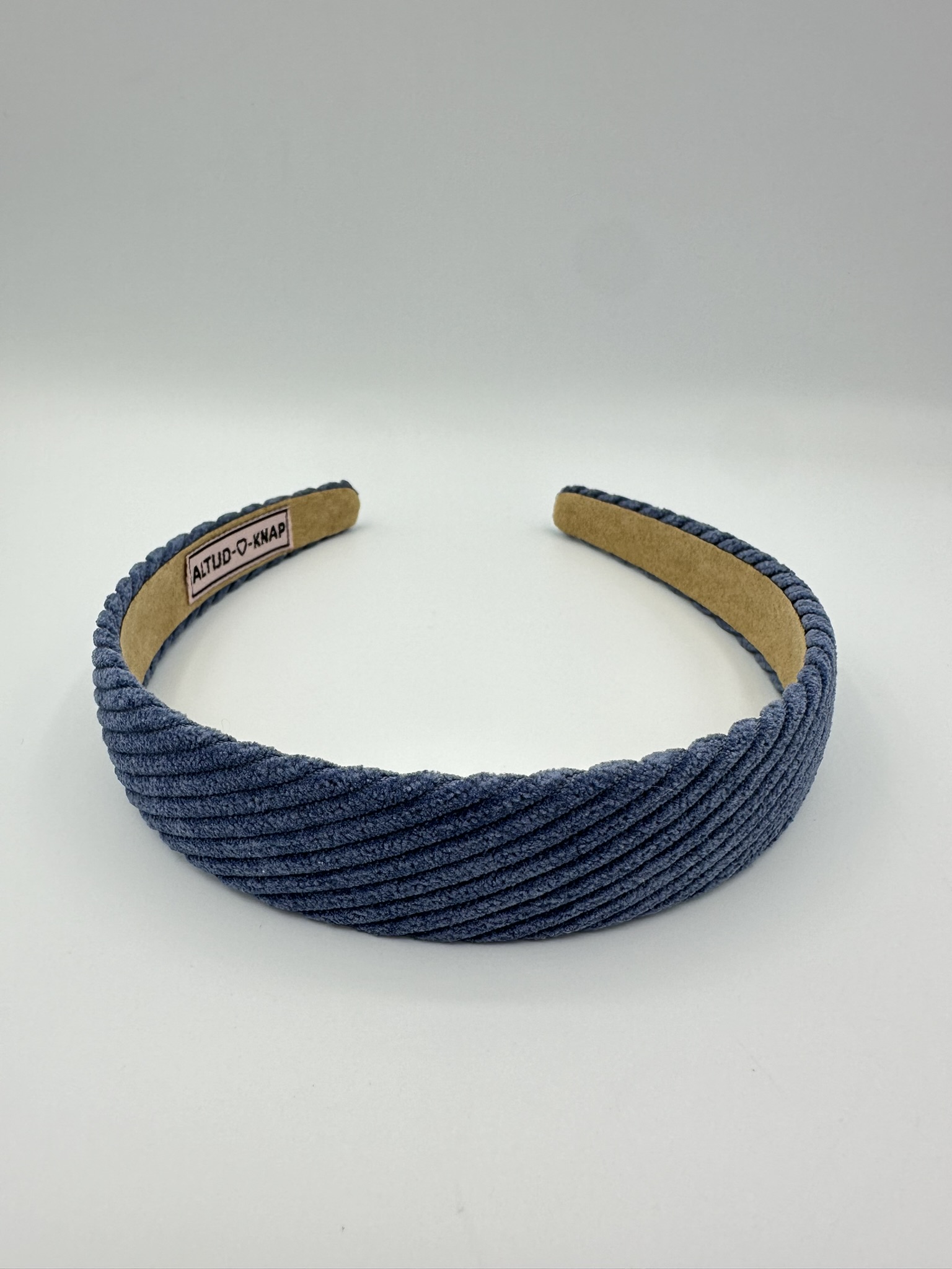 Dameshaarbanden Comfy rib plat met ribstof blauw