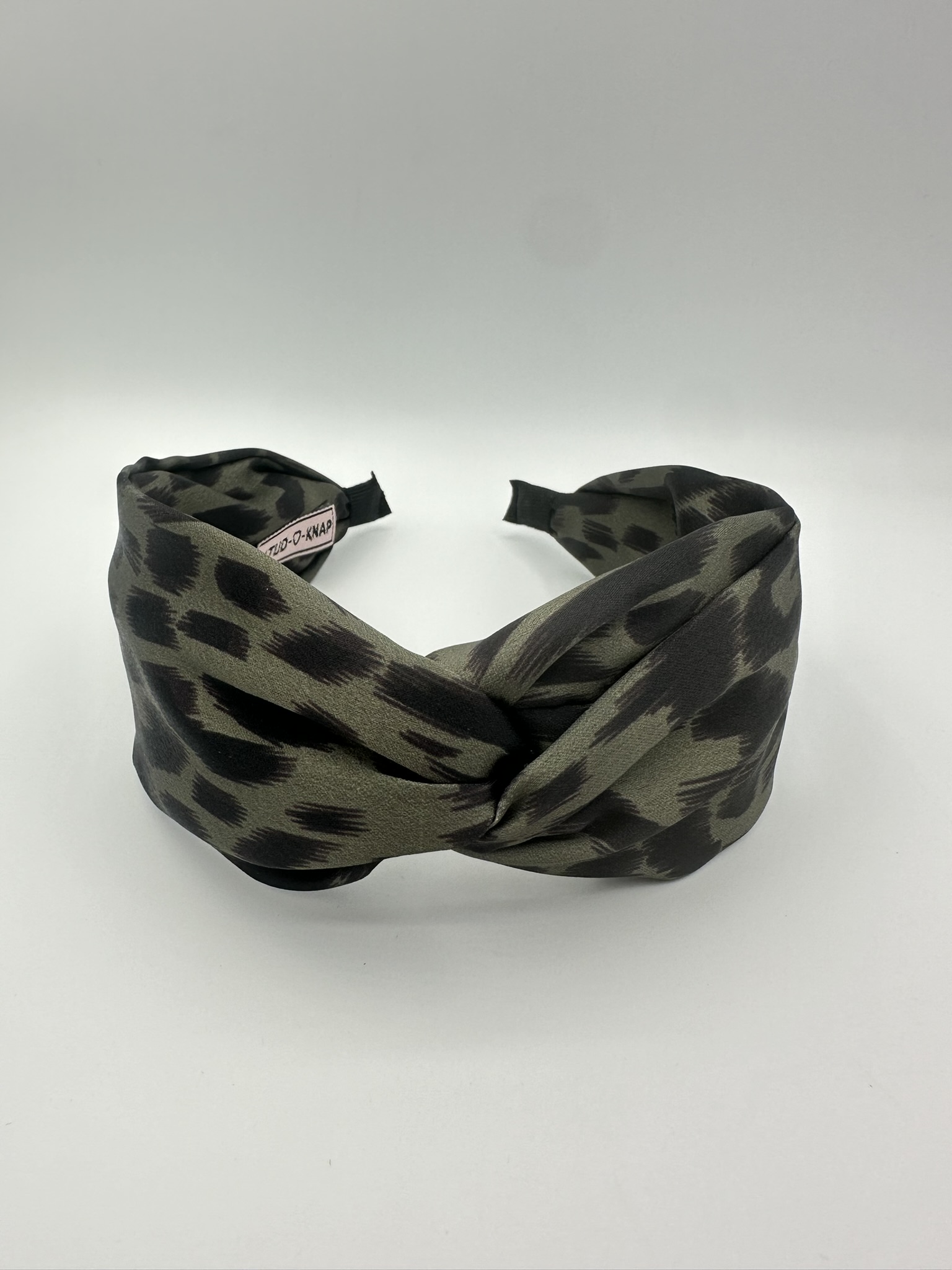 Dameshaarband breed Leopard print groen