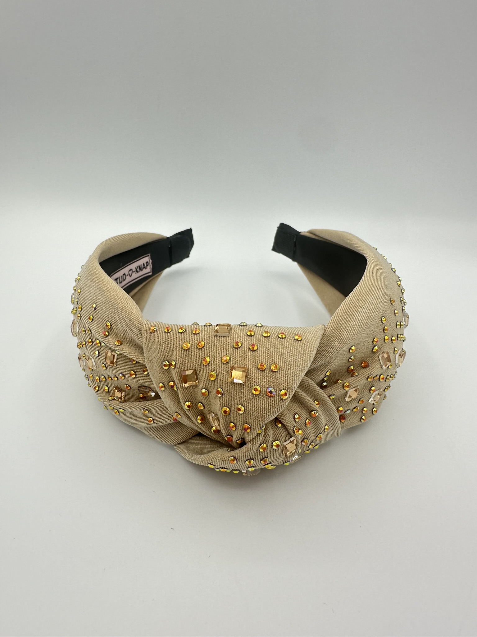 Dameshaarband Twinkling Moonlight beige met knoop en studs