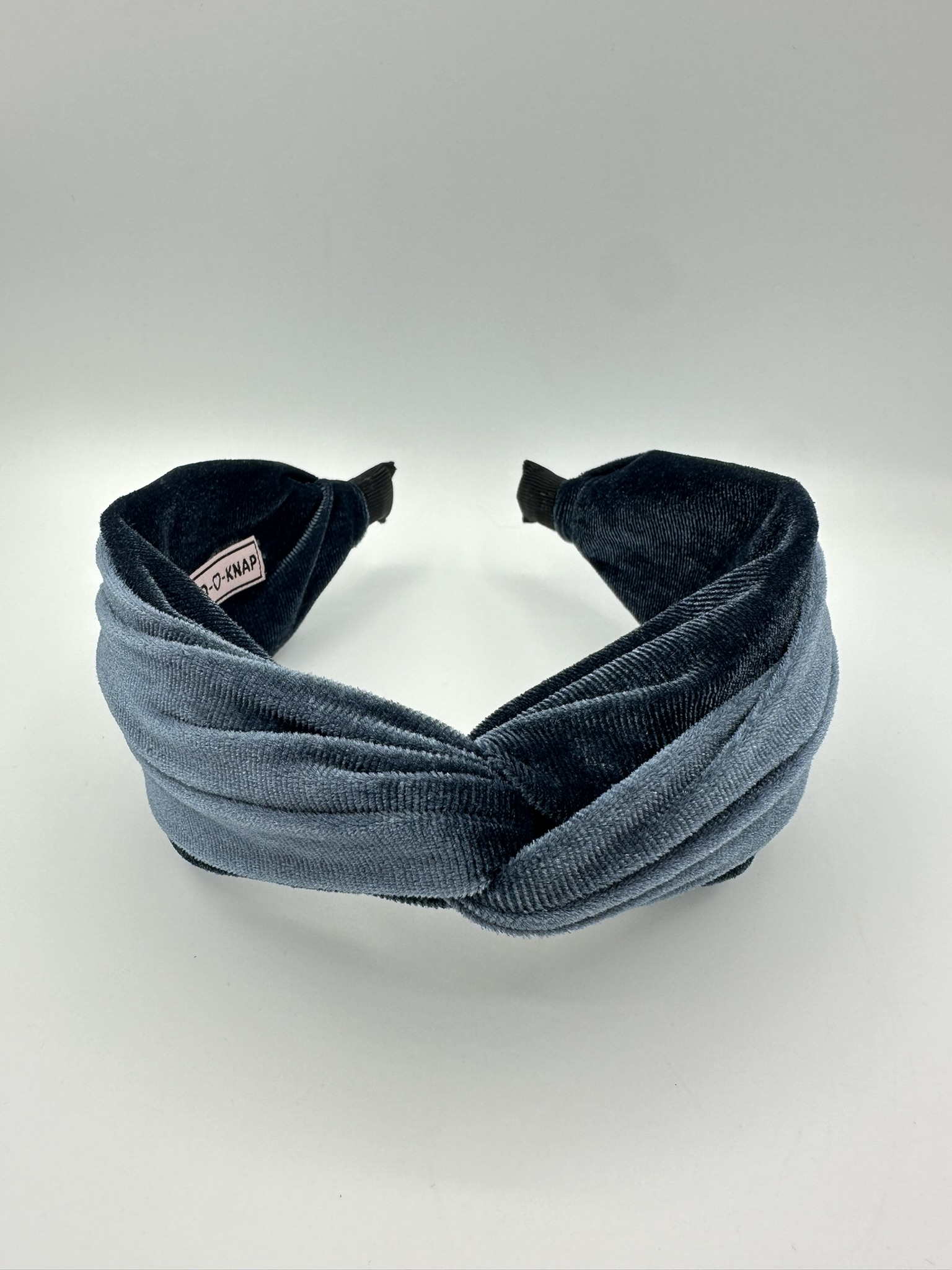 Dameshaarband velvet donkerblauw grijs