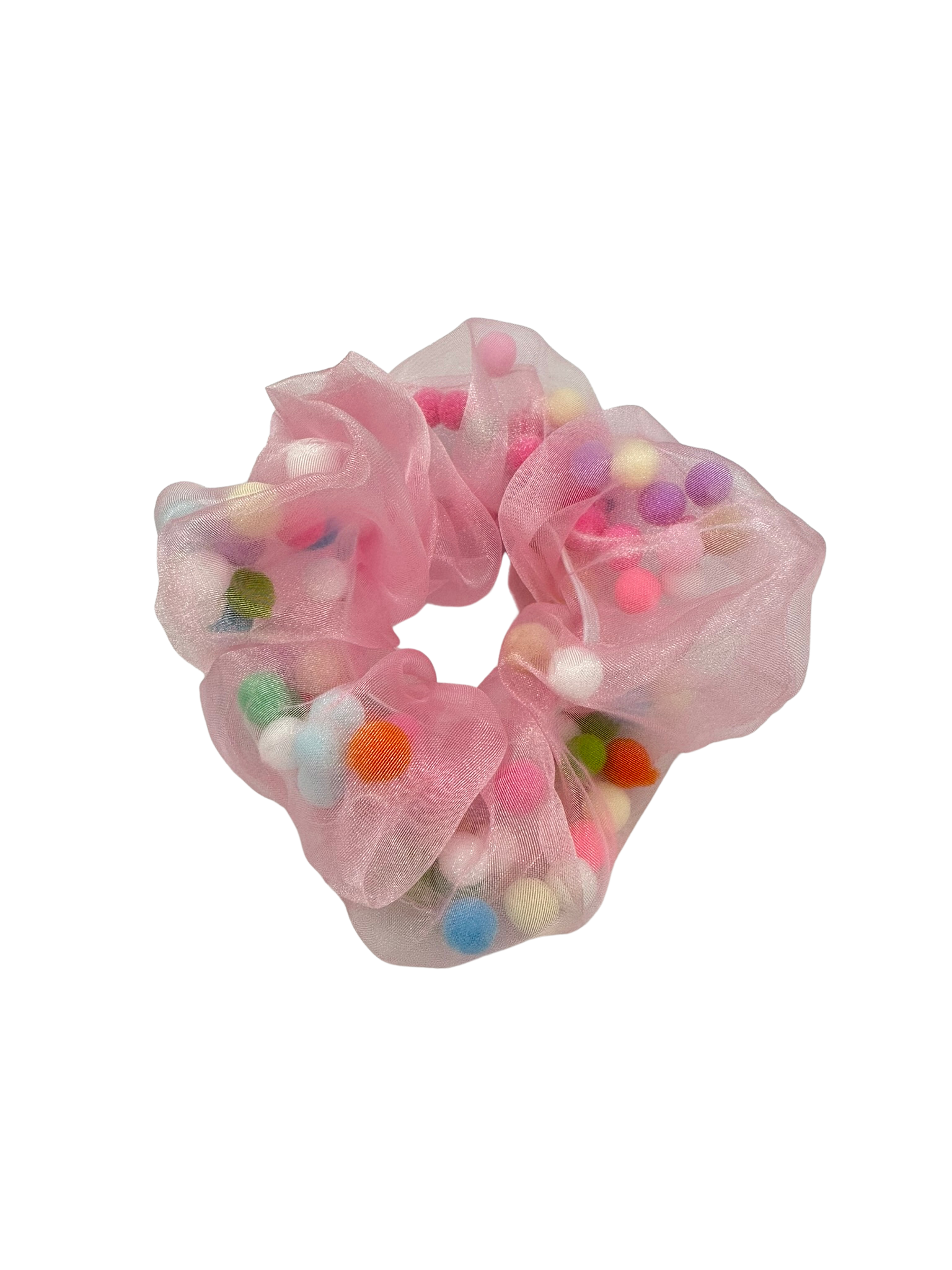 Roze kinderscrunchie met disco bolletjes