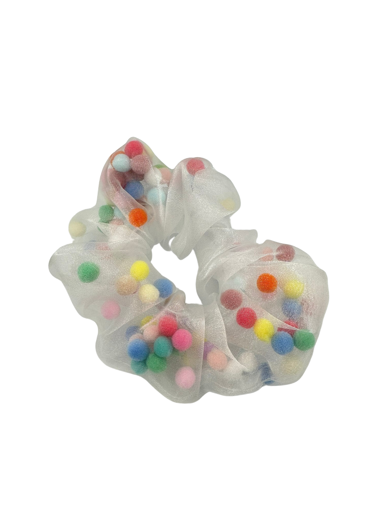 Witte kinderscrunchie met disco bolletjes